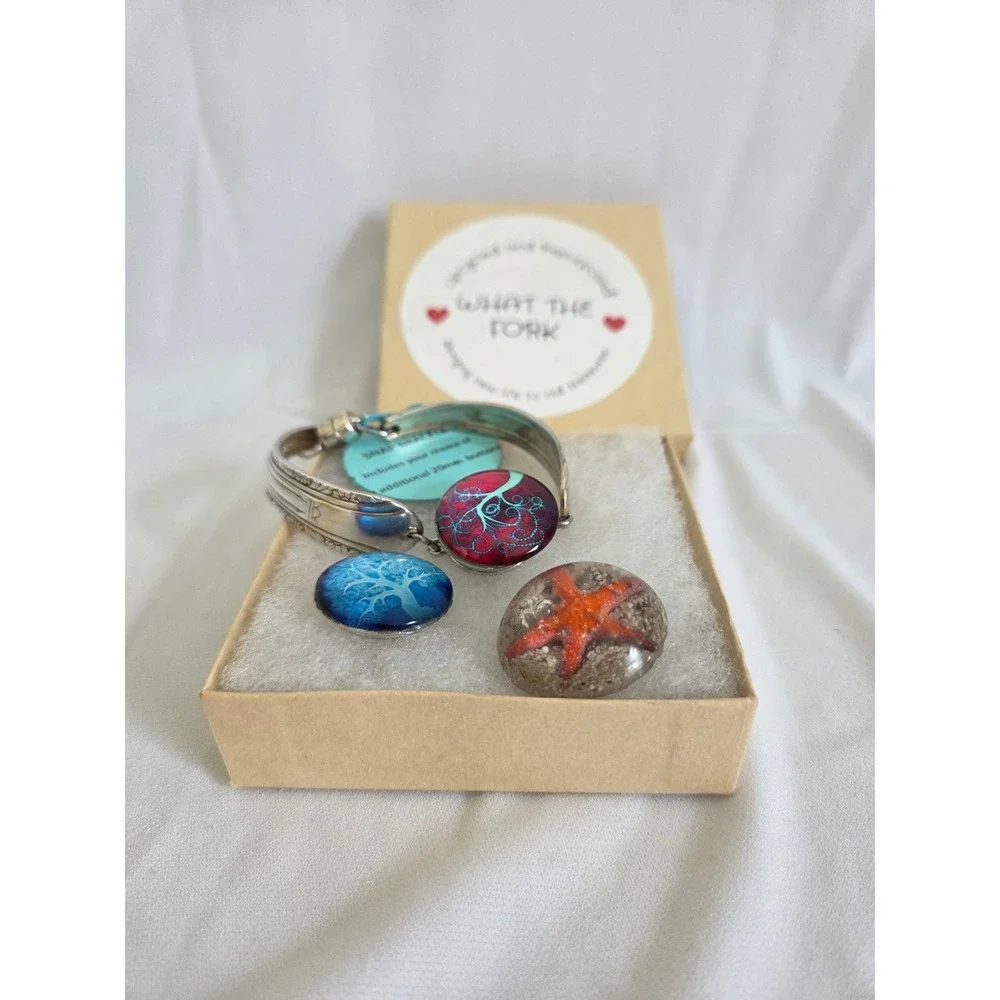 Handcrafted Upcycled Silver Plated Snap Bracelet with 3 Interchangeable Buttons
